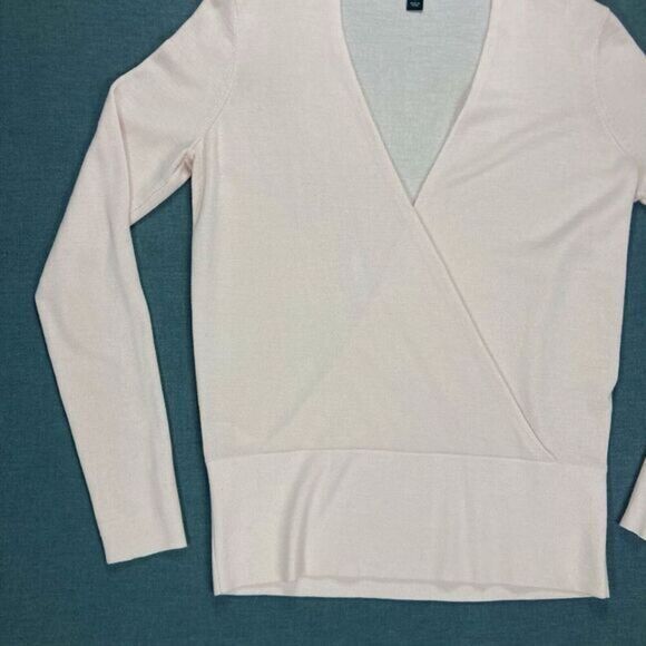 Ann Taylor Faux Wrap Wool Sweater Women S Stretch Knit Casual Minimalist Modest - Picture 3 of 16
